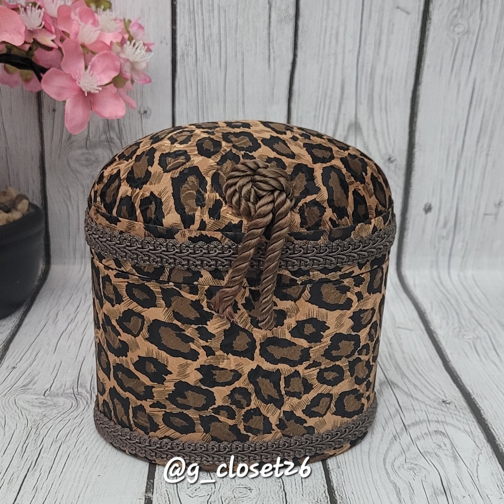 Hanes Animal Print Fabric Oval Covered Storage Keepsake Box